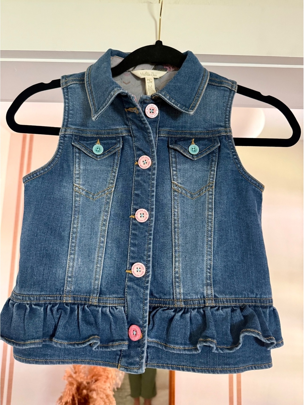 Matilda Jane Girls Ruffle Hem Denim Vest Sz 8
